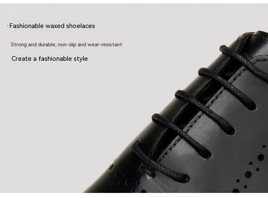 Leather British Pointed Toe Business Formal Wear Lace-up Shoes