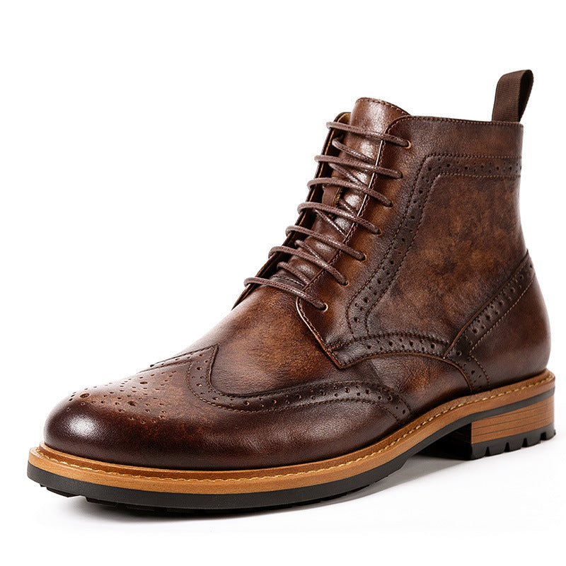 Casual Leather Round Toe Boots