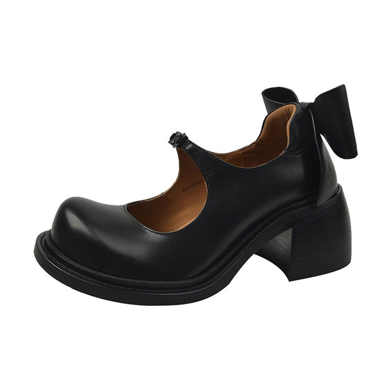 Chunky Heel Leather Shoes