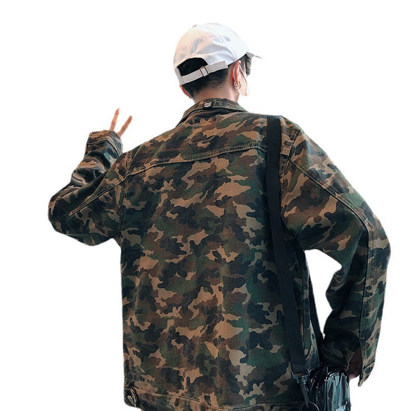 Camouflage Fashion Denim Masculine Jeans Jacket