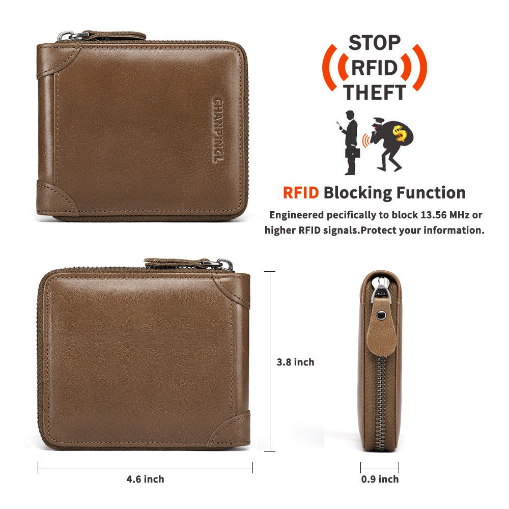 Leather Zero Horizontal Multi-Function Zipper Wallet