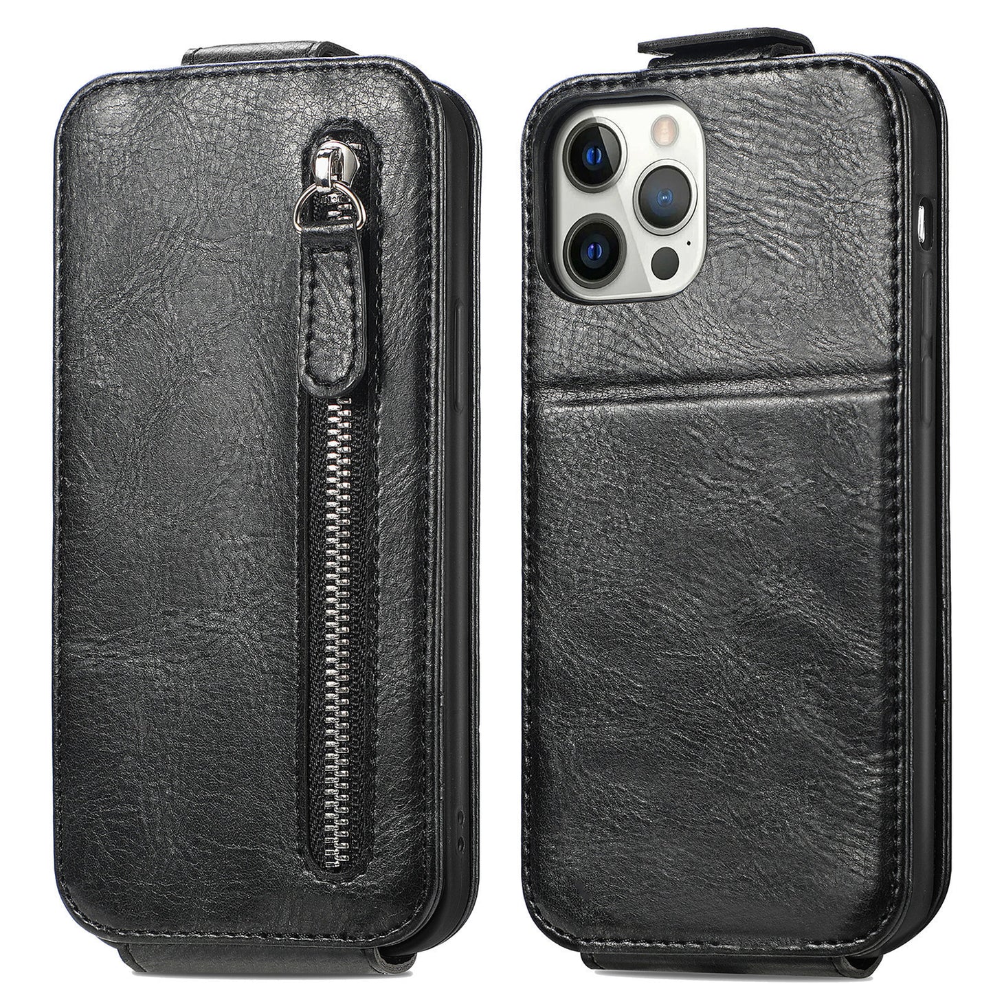 iPhone Leather Wallet Zipper Protective Case