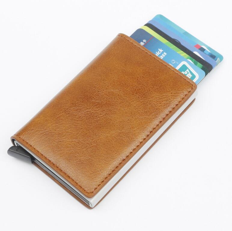 RFID Metal Card Holder Aluminium Alloy Leather Wallet Antitheft