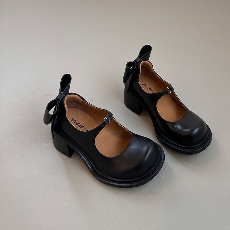 Chunky Heel Leather Shoes