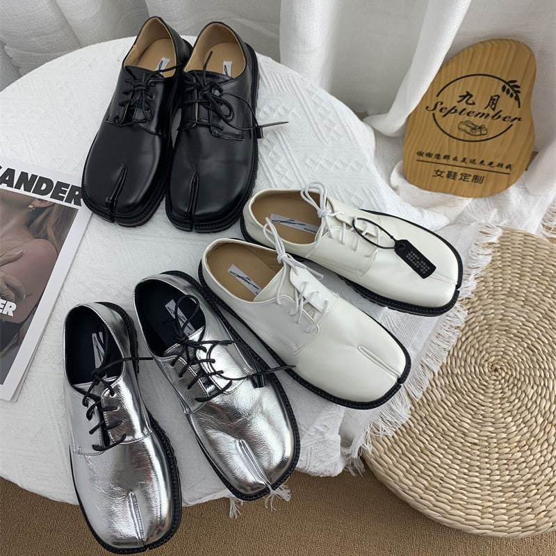 English Style Horseshoe Flat Sole Leather Shoes