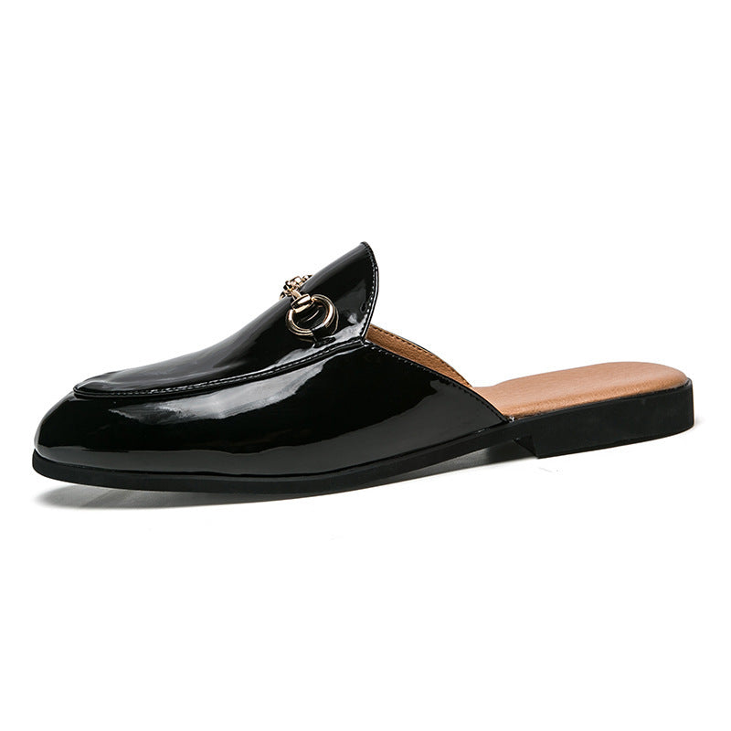 Summer Bright Leather Semi-Slipper Sandals