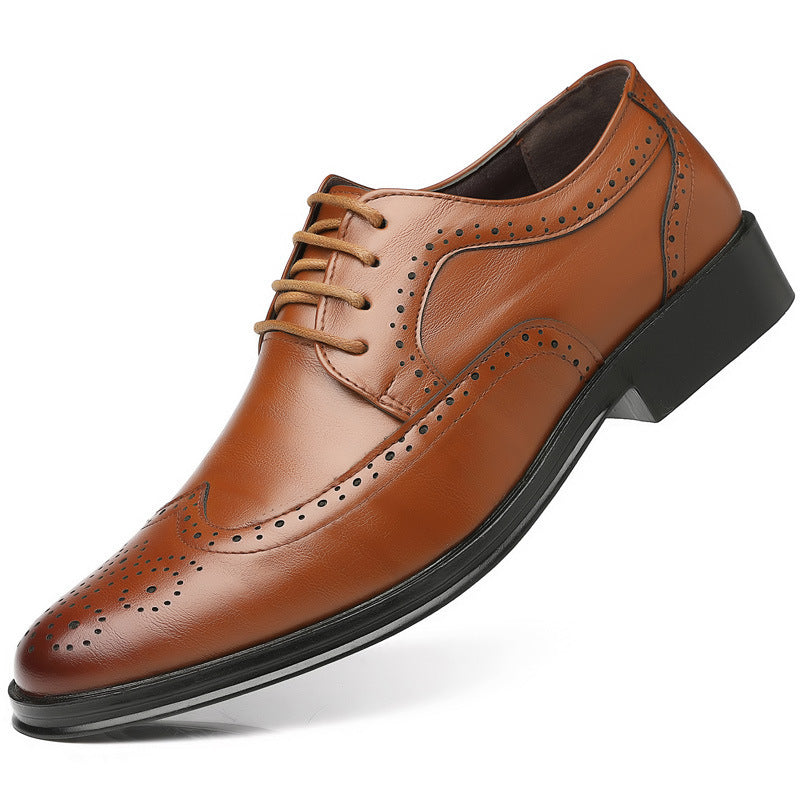 Block Carved Casual Leather Shoes