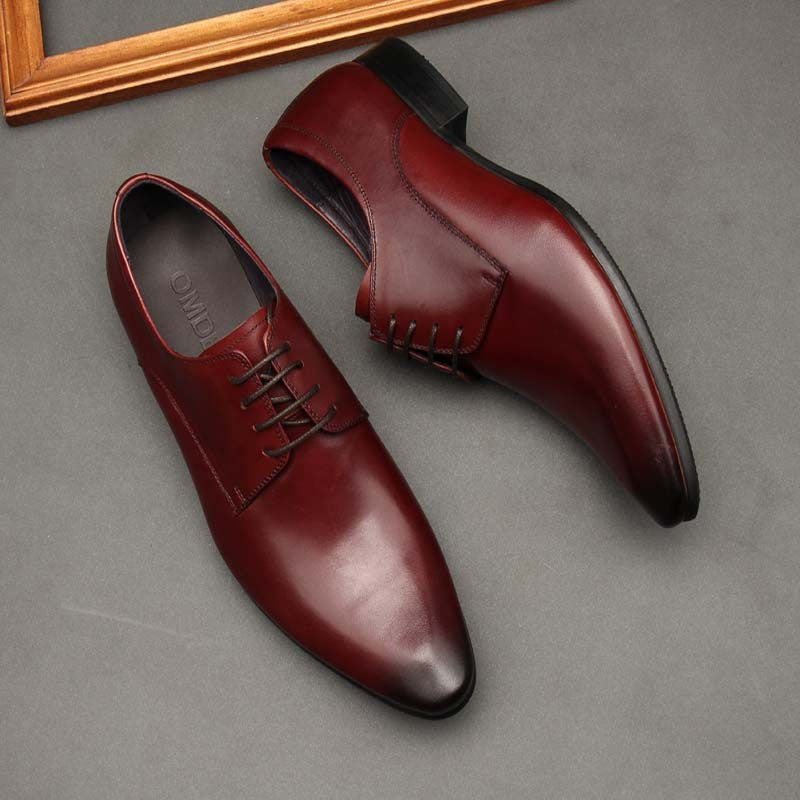 Pointed Toe British Business Suits Lace Up Leather Shoes
