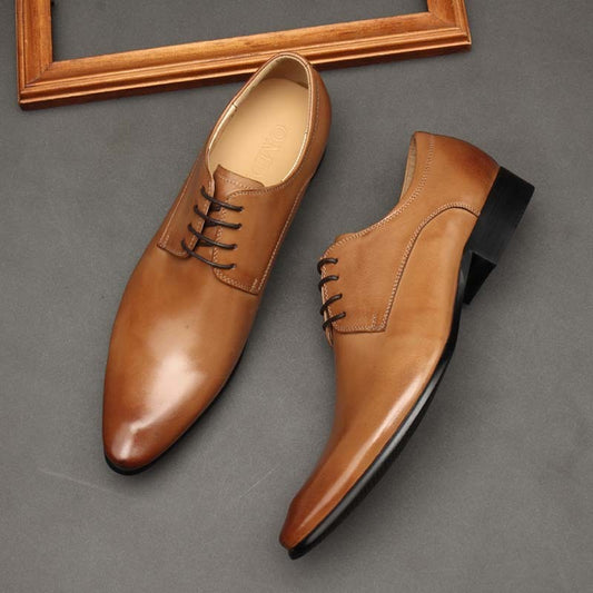 Pointed Toe British Business Suits Lace Up Leather Shoes