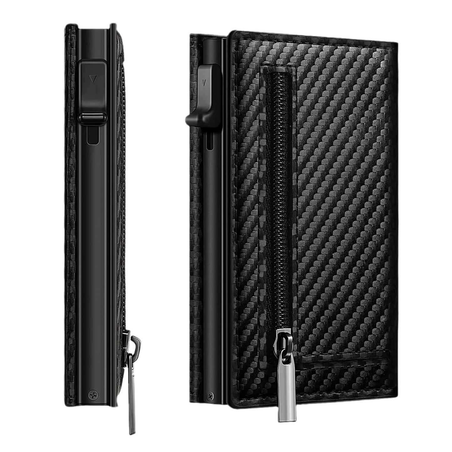 Leather Carbon Fiber Magnetic Card Clip RFID