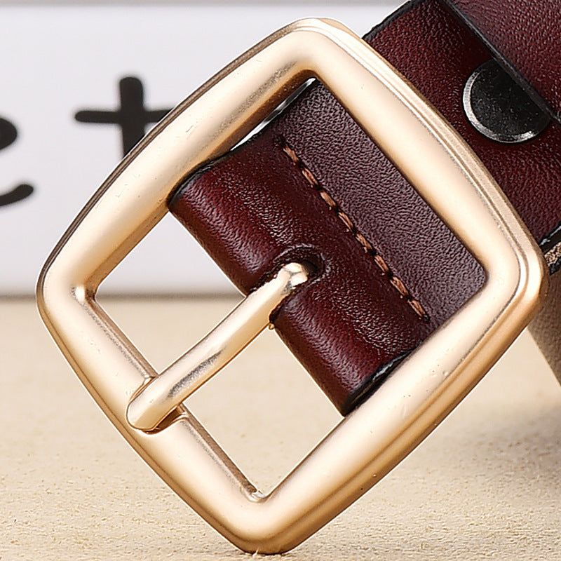 Ladies Korean Style Simple Gold Pin Buckle Belt