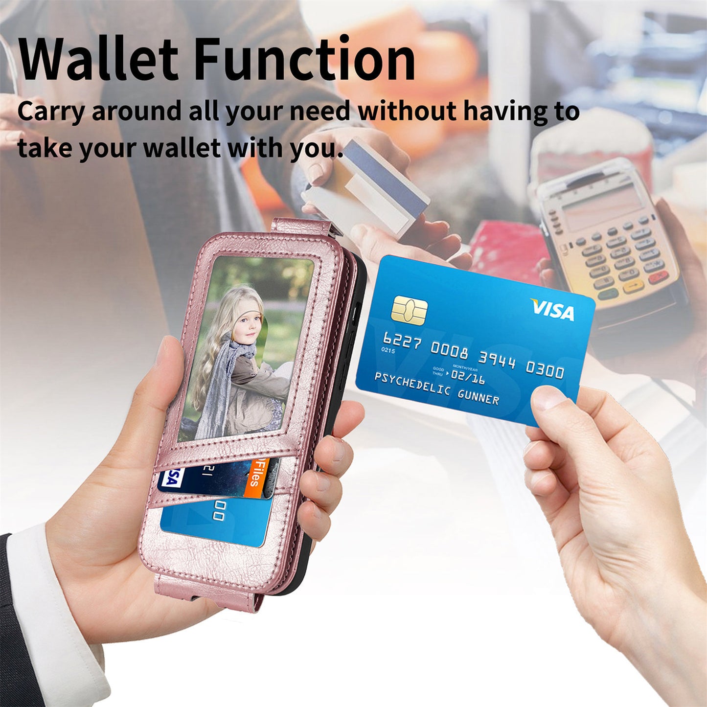 iPhone Leather Wallet Zipper Protective Case