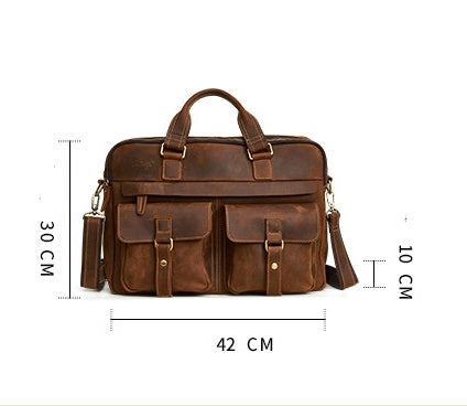 Genuine Leather Retro Business 15.6-inch Laptop Bag