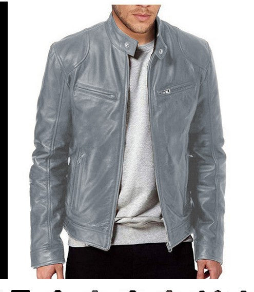 Gentleman's Leather Zipper Cardigan Jacket