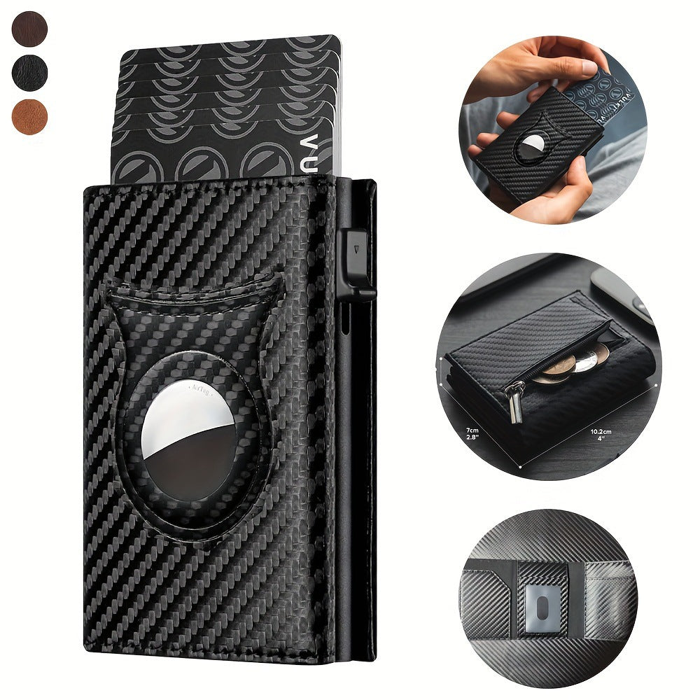 Leather Carbon Fiber Magnetic Card Clip RFID