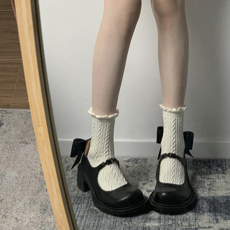 Chunky Heel Leather Shoes