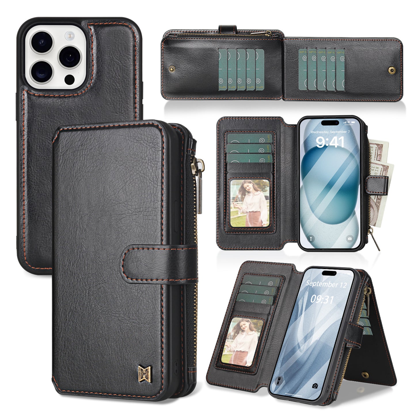 iPhone Multifunctional Wallet Leather Detachable Magnetic Protective Case
