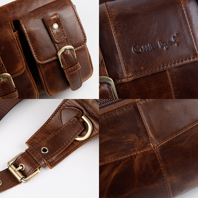 Genuine Leather Tactical Belt Multi-Pocket Bag