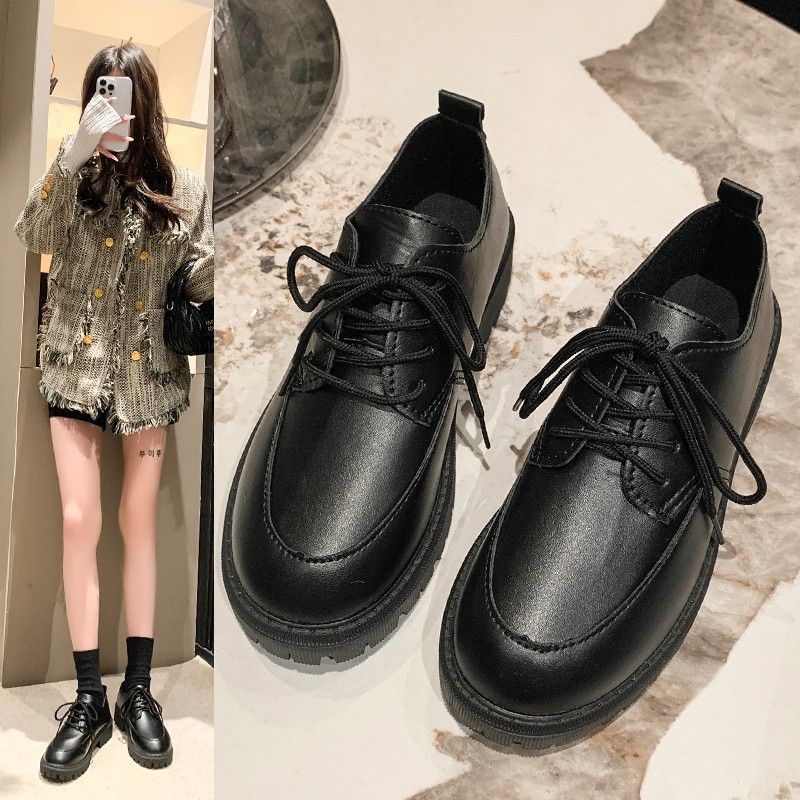 Platform Lace-up Loafers Leather Shoes