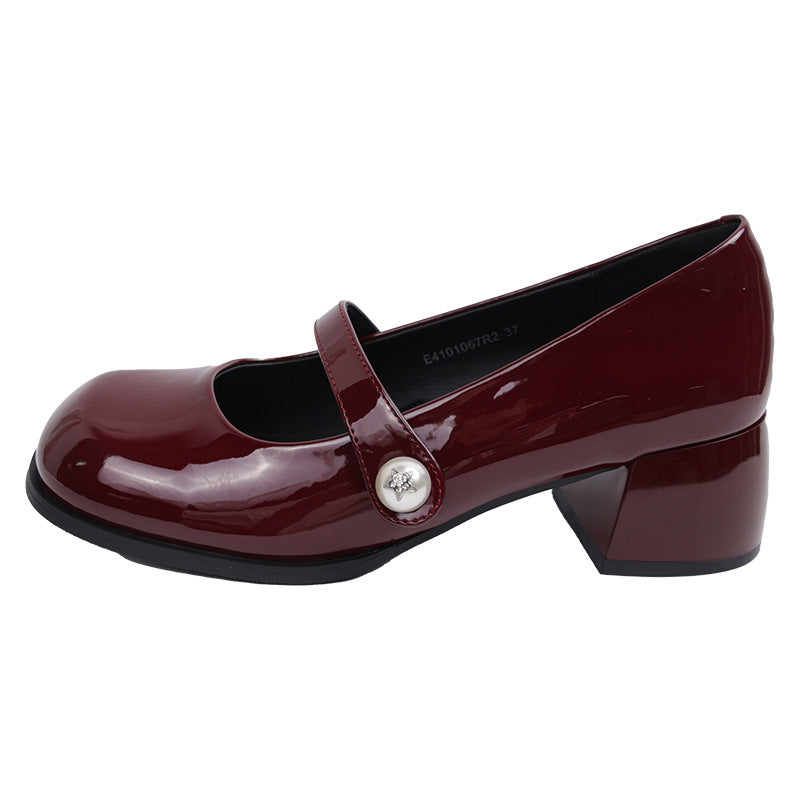 Leather Shoes Retro Chunky Heel