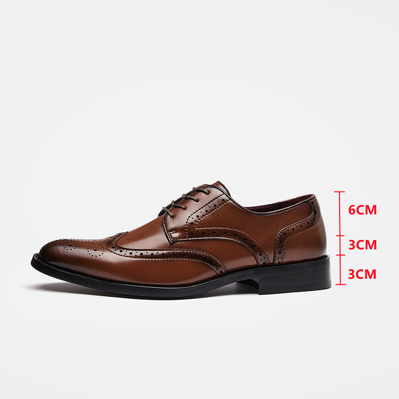 British Lace Up Block Carved Leather Shoes
