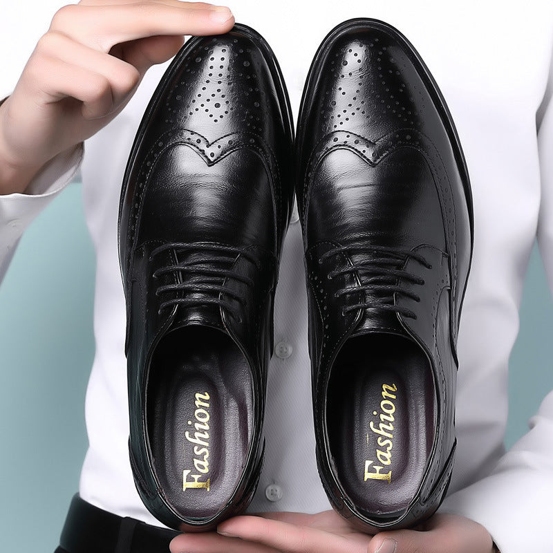 Block Carved Casual Leather Shoes