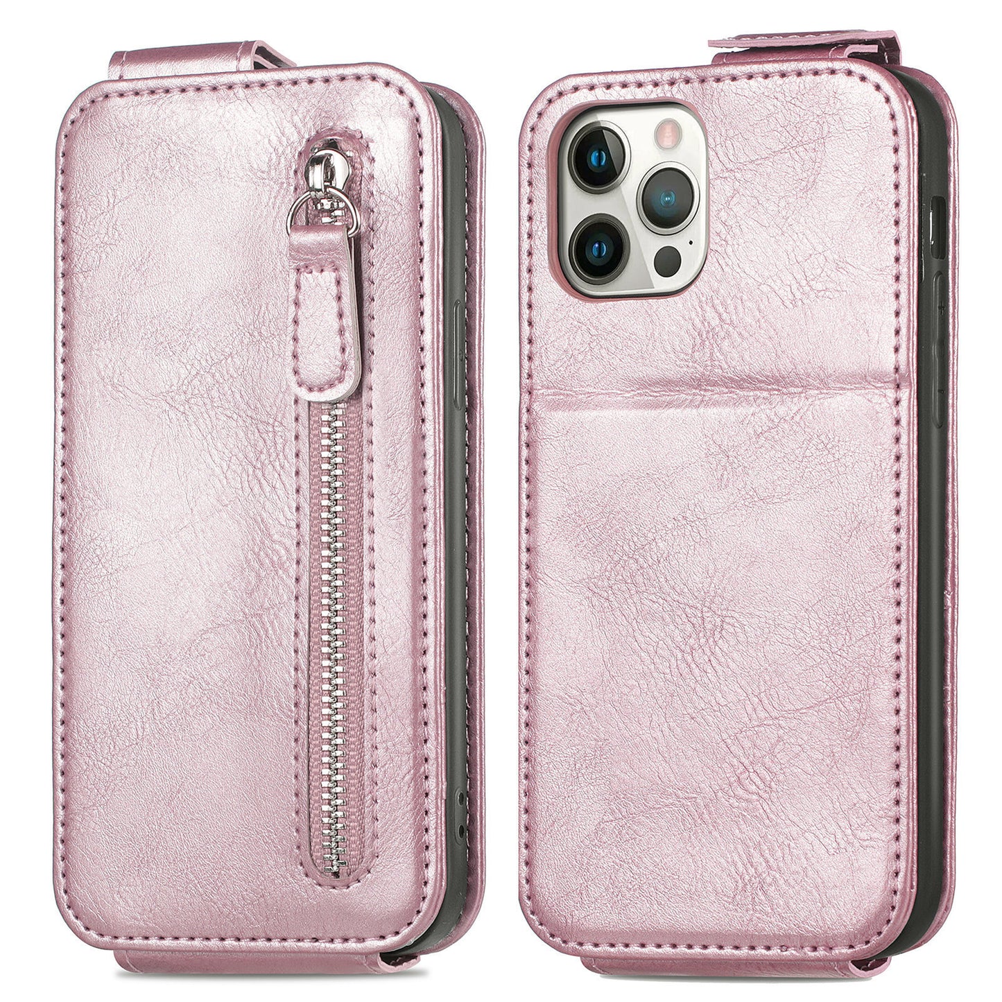 iPhone Leather Wallet Zipper Protective Case