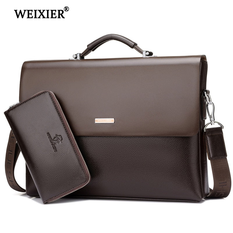 WEIXIER Brand Leather High Quality Microfiber Laptop Business Messenger Fashion Bag