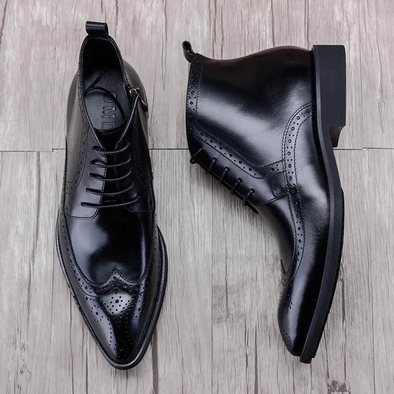 Carved Leather British Style Trend Boots