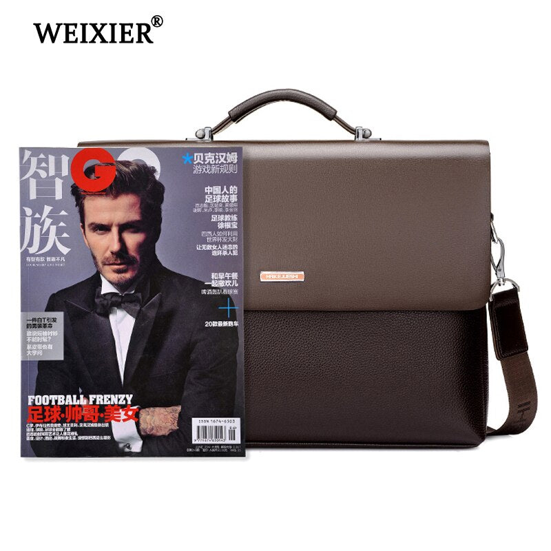 WEIXIER Brand Leather High Quality Microfiber Laptop Business Messenger Fashion Bag