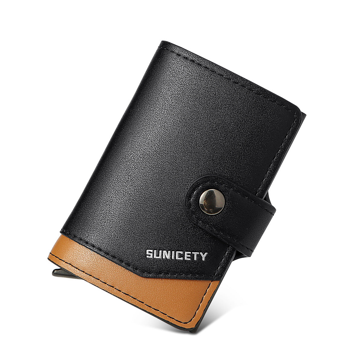 Leather RFID Metal Aluminum Case Automatic Pop-up Card Holder