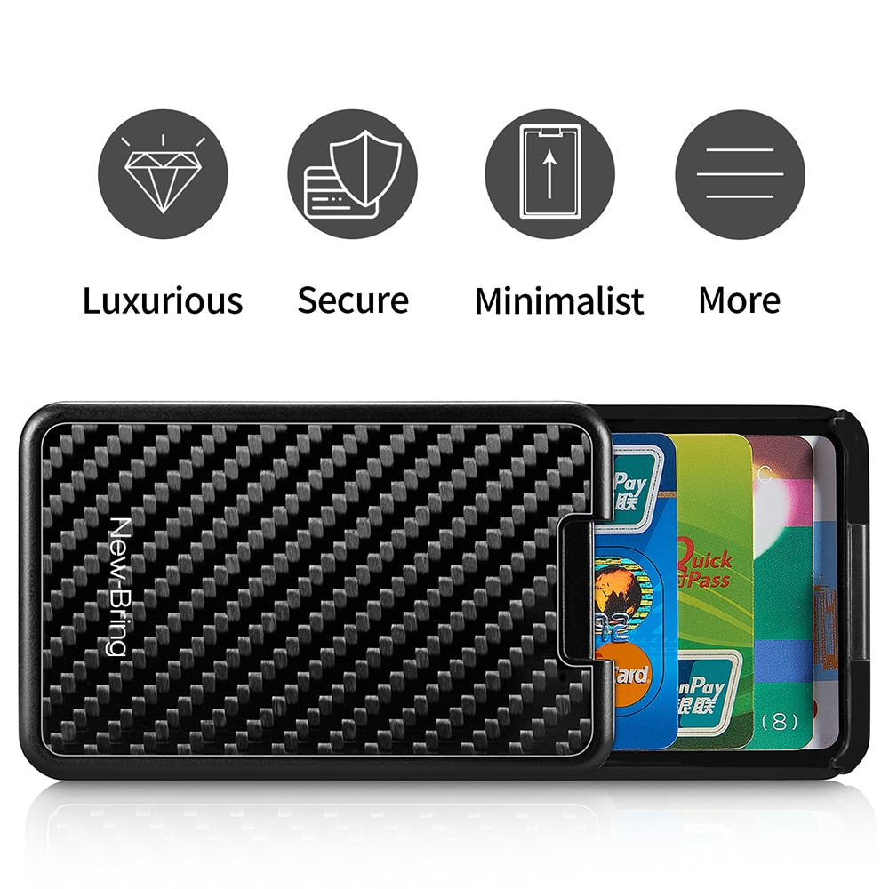 RFID Blocking Slide Carbon Fiber Minimalist Wallet