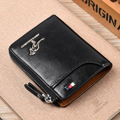 Leather Fashion Short Desigh Zipper Card Holder Purse Solid Coin Pocket