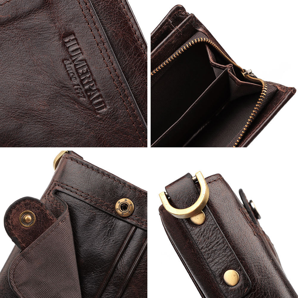 Anti-Magnetic Leather Zipper Wallet Large Capacity Multi-Card Coin Pocket