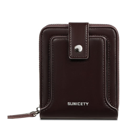 RFID Anti-Theft Brush Vintage Zipper Wallet Horizontal Type Driver's License Airtag Card Bag Manual Wallet