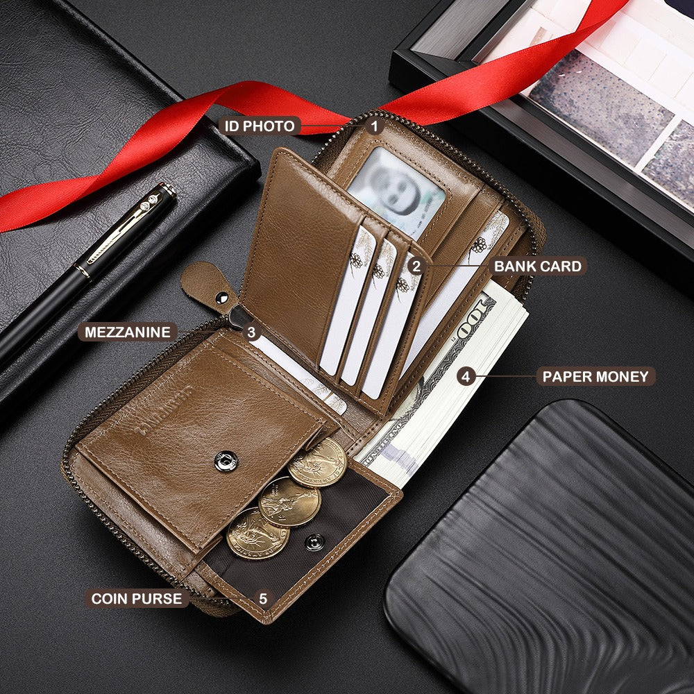 Leather Zero Horizontal Multi-Function Zipper Wallet