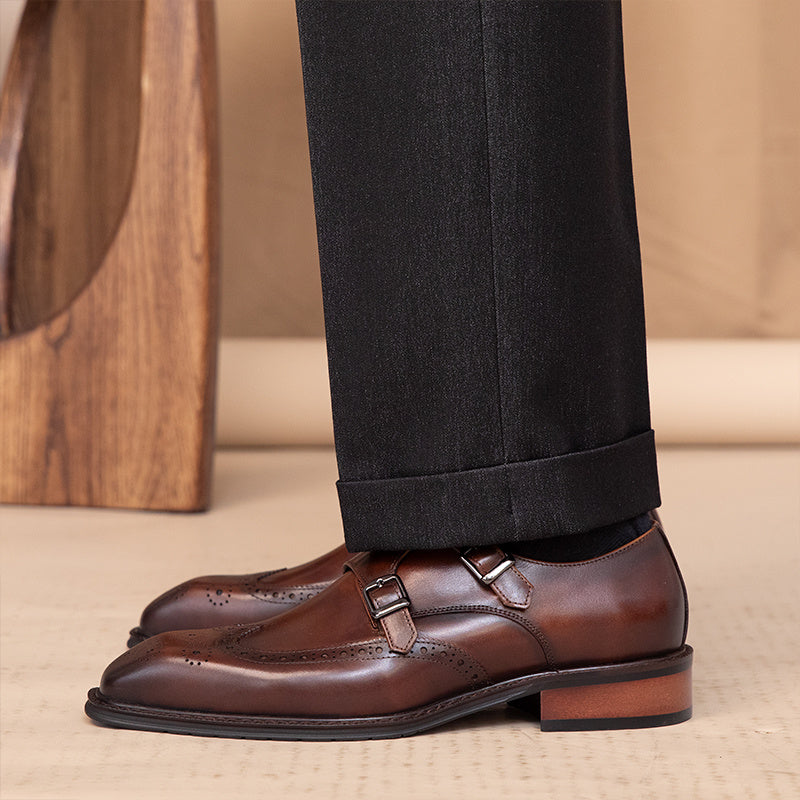 Business Leisure British Leather Square Toe Shoes
