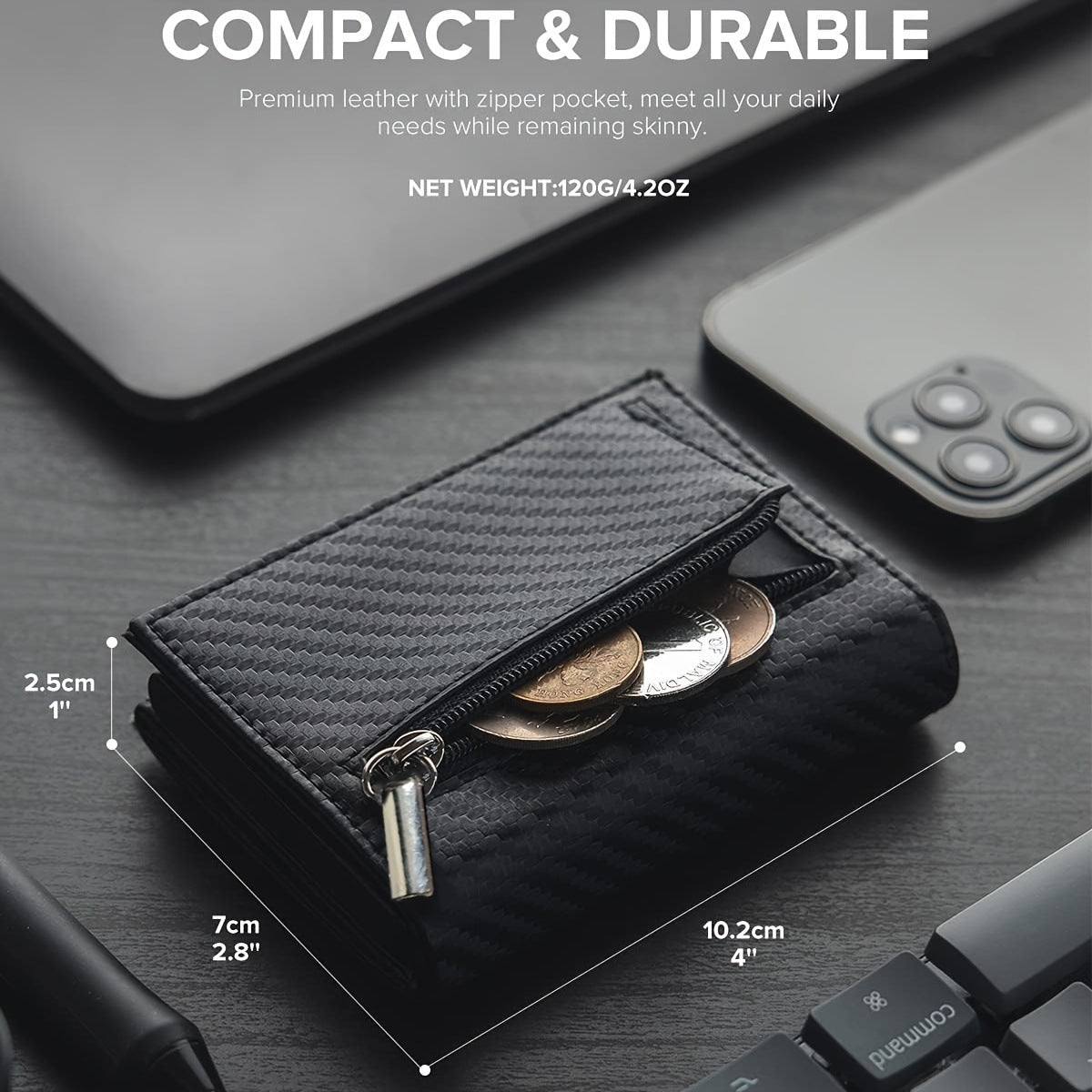 Leather Carbon Fiber Magnetic Card Clip RFID
