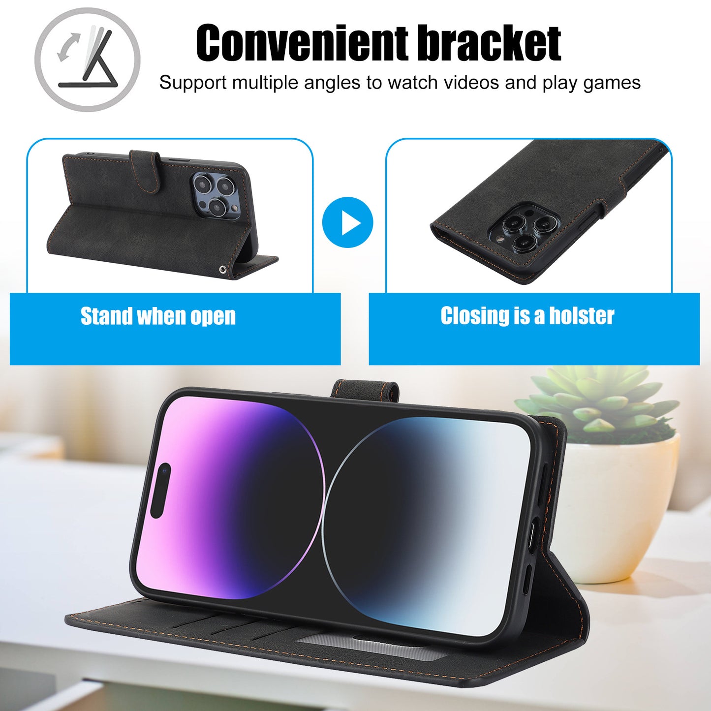 iPhone FE Wallet Style Anti Drop Leather Case