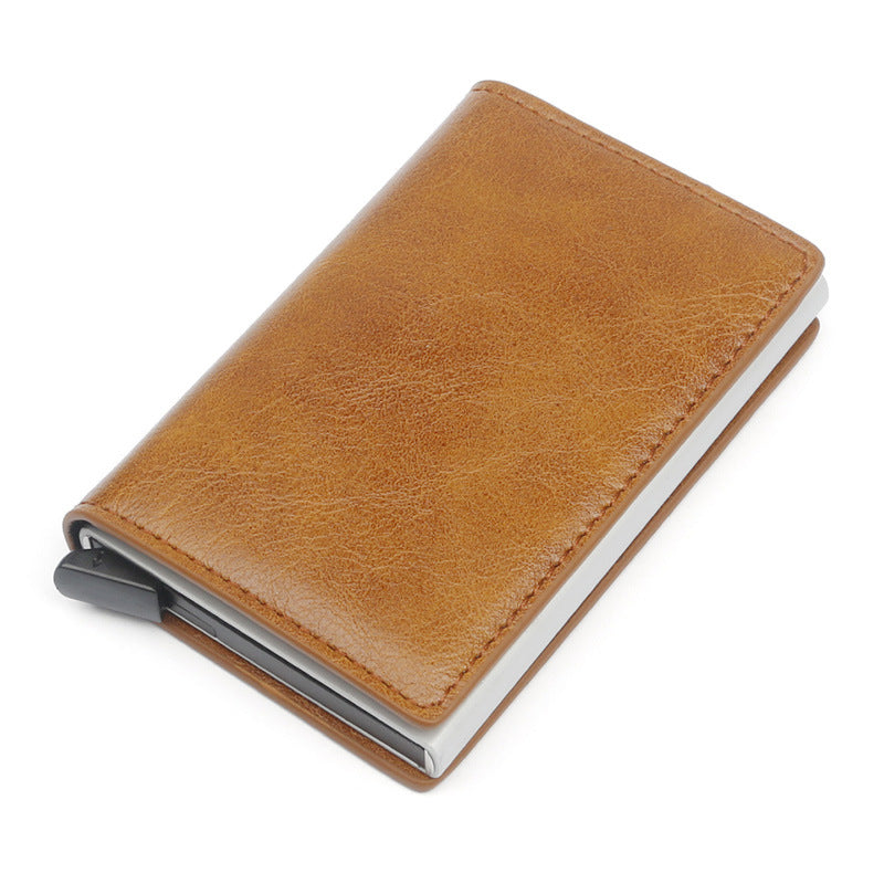 RFID Metal Card Holder Aluminium Alloy Leather Wallet Antitheft