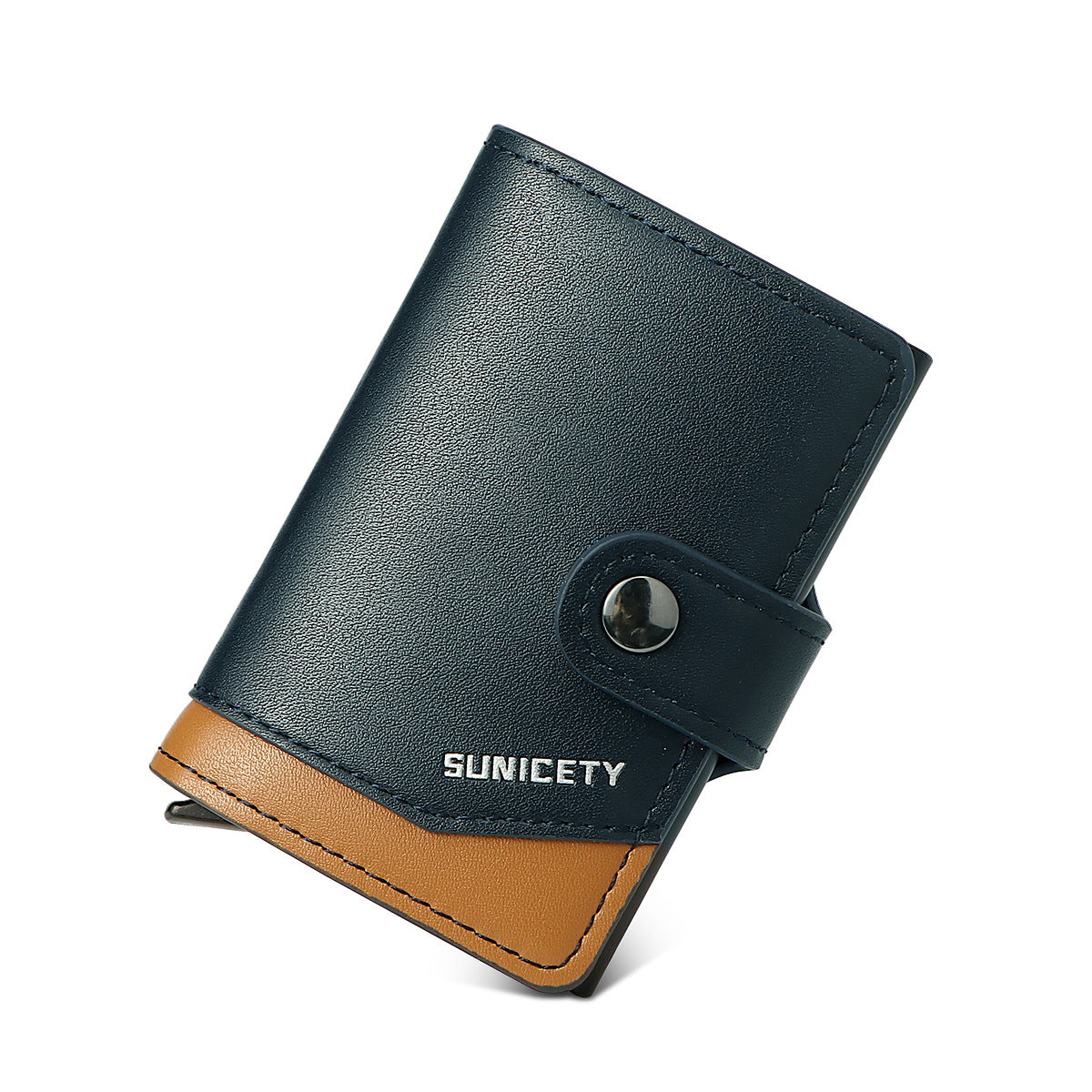 Leather RFID Metal Aluminum Case Automatic Pop-up Card Holder