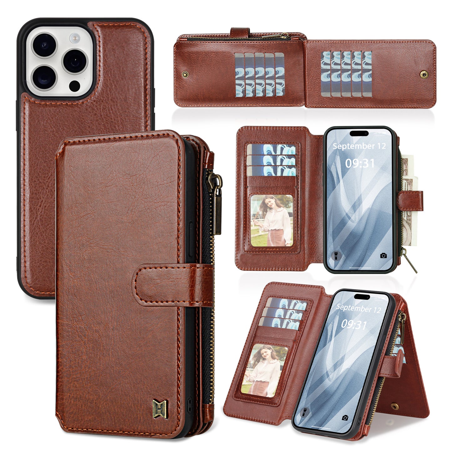 iPhone Multifunctional Wallet Leather Detachable Magnetic Protective Case