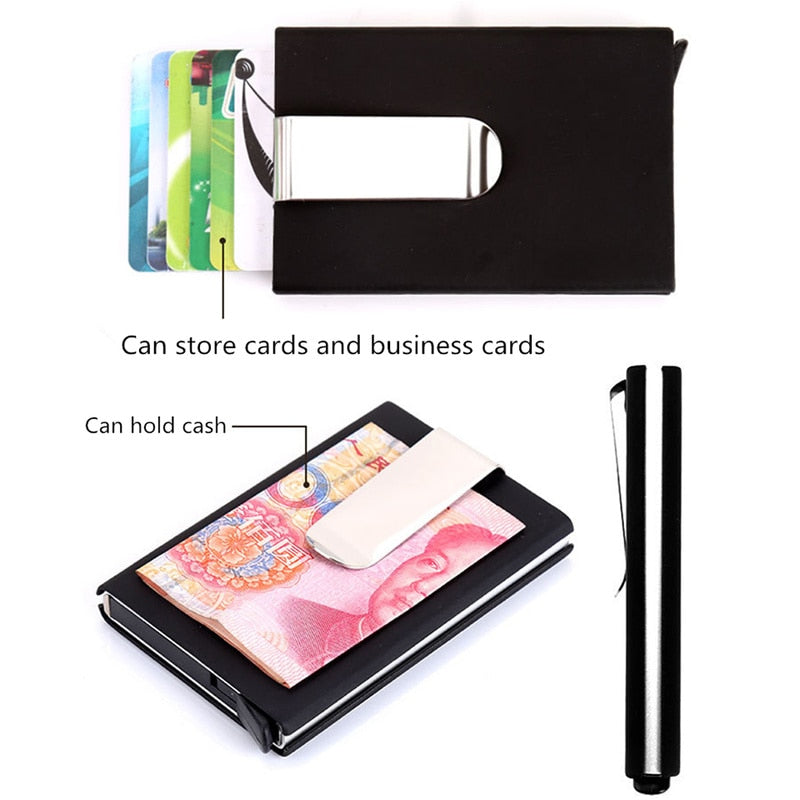 RFID Buisness Card Holder Carbon Fiber Wallet Automatic Case