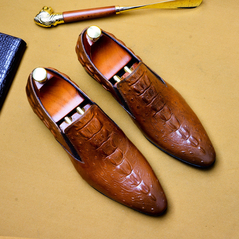 Leather Casual Business Breathable Crocodile Pattern Trendy Shoes