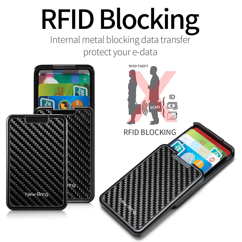 RFID Blocking Slide Carbon Fiber Minimalist Wallet
