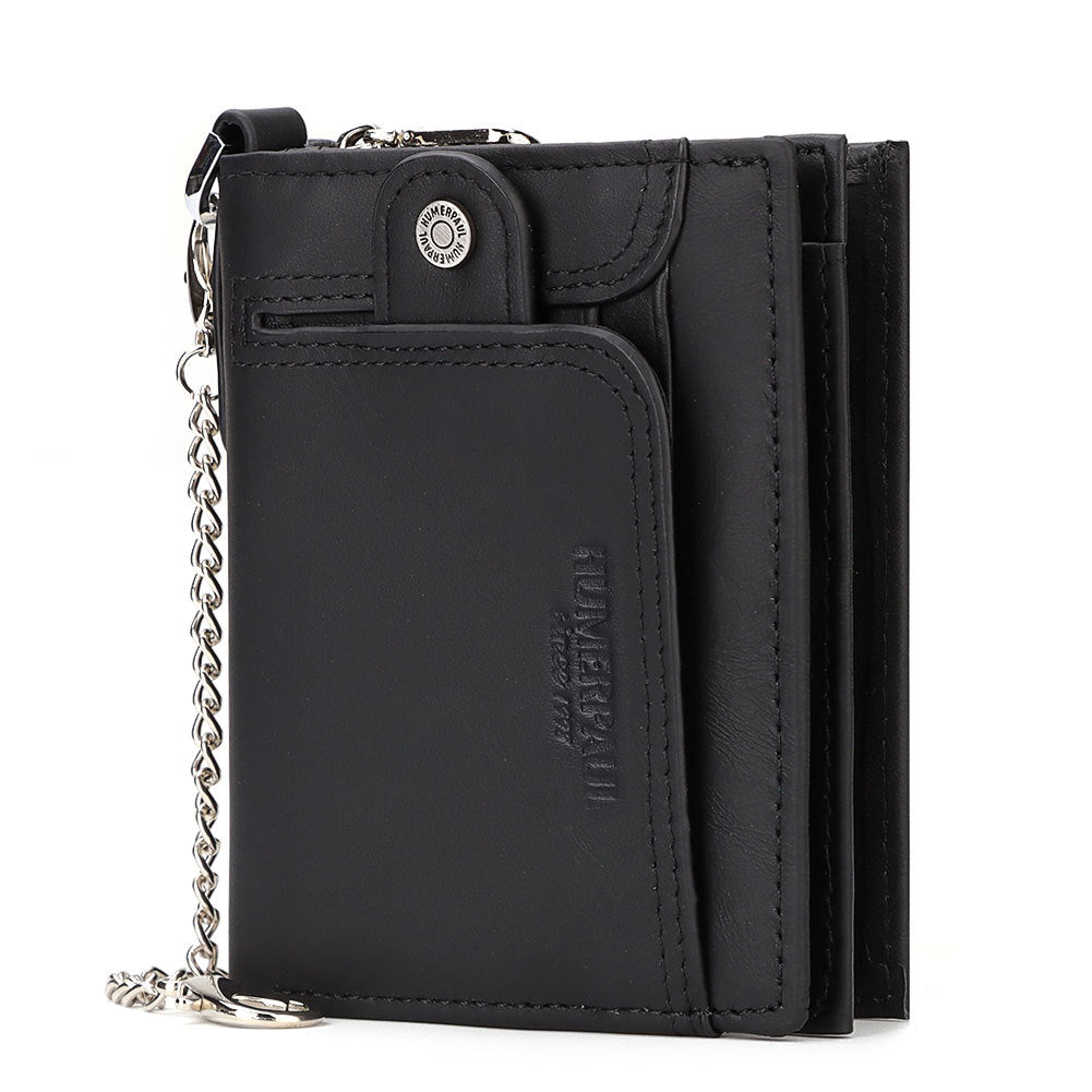 Anti-Magnetic Leather Zipper Wallet Large Capacity Multi-Card Coin Pocket