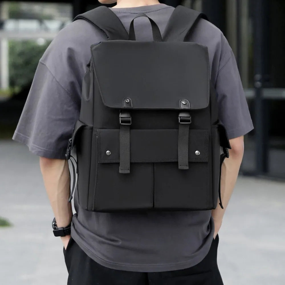 Multi-Pockets Leather Adjustable Backpack