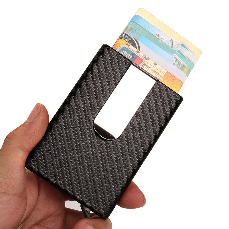 RFID Buisness Card Holder Carbon Fiber Wallet Automatic Case