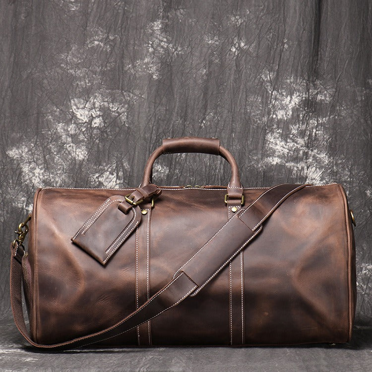 Genuine Leather European and American Retro Travel Crossbody Handbag or GYM bag