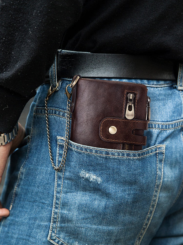Genuine Leather European and American First-Layer Craft Card Holder